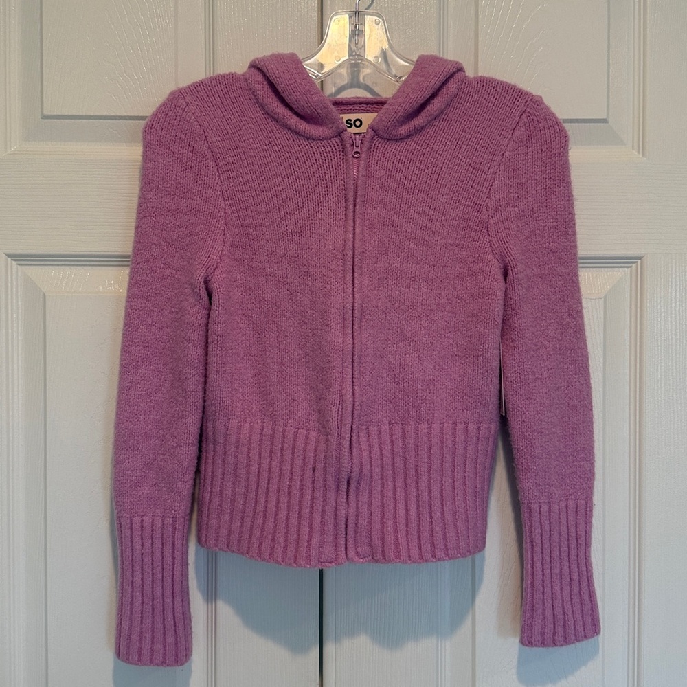 SO Girls Pink/Purple Hooded Zip-Up Sweater